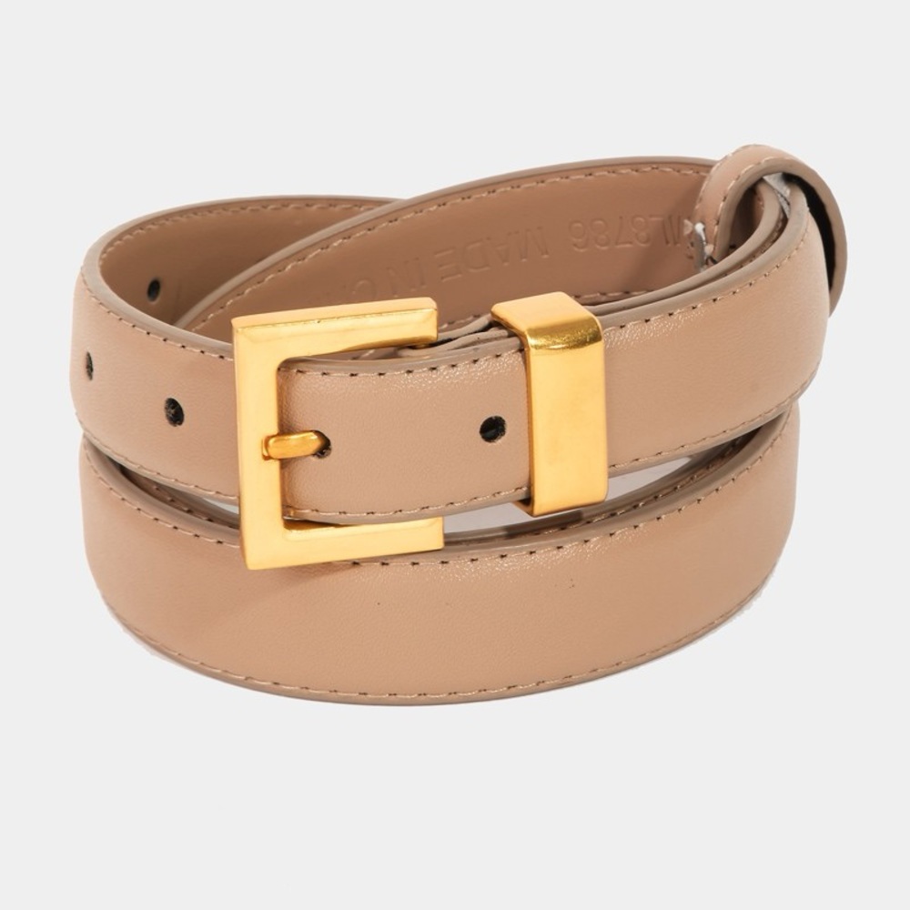 Square Buckle Faix Leather Belt in Ivory NEVER WORN